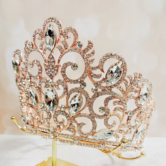 Crown for Pageant, Homecoming Prom Headpiece, quinceanera Crown, Rose Gold Crown